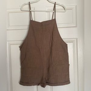 Linen overall shorts